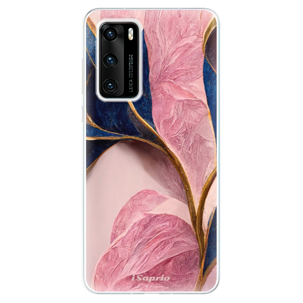 Odolné silikonové pouzdro iSaprio - Pink Blue Leaves - Huawei P40