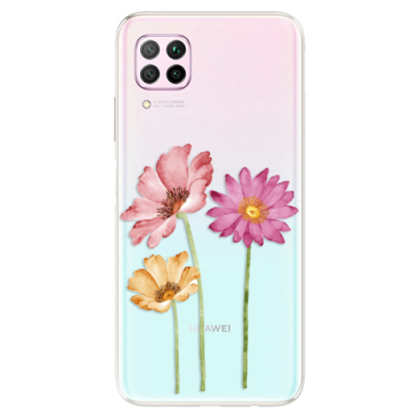 Odolné silikonové pouzdro iSaprio - Three Flowers - na mobil Huawei P40 Lite (Odolný silikonový kryt, obal pouzdro iSaprio - Three Flowers - na mobilní telefon Huawei P40 Lite)