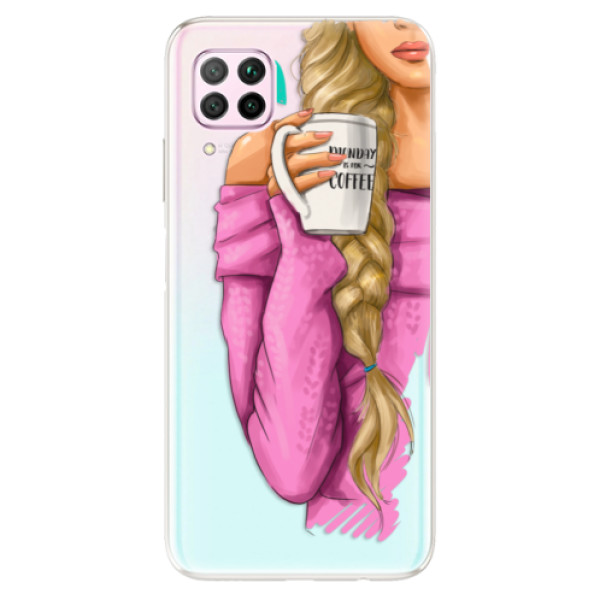 Odolné silikonové pouzdro iSaprio - My Coffe and Blond Girl - Huawei P40 Lite