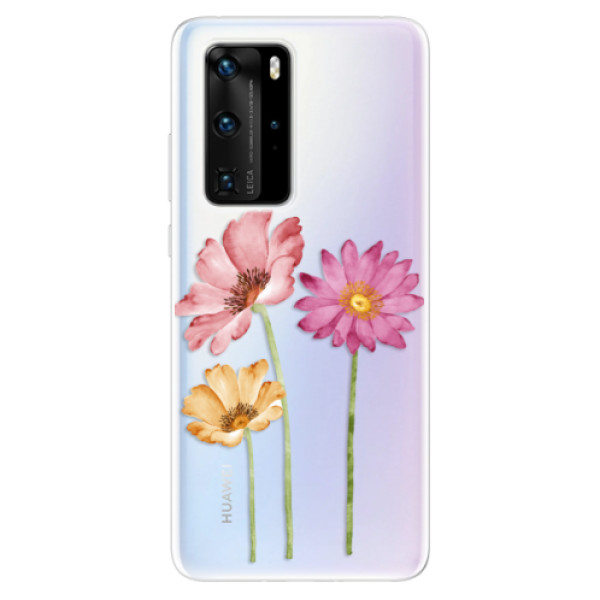 Odolné silikonové pouzdro iSaprio - Three Flowers - Huawei P40 Pro