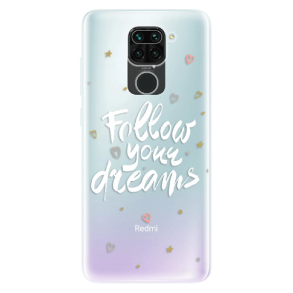 Silikonové pouzdro iSaprio - Follow Your Dreams - white na mobil Xiaomi Redmi Note 9 (Silikonové odolné pouzdro, kryt, obal iSaprio s motivem Follow Your Dreams - white na mobil Xiaomi Redmi Note 9)