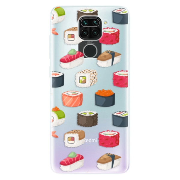 Silikonové pouzdro iSaprio - Sushi Pattern na mobil Xiaomi Redmi Note 9 (Silikonové odolné pouzdro, kryt, obal iSaprio s motivem Sushi Pattern na mobil Xiaomi Redmi Note 9)