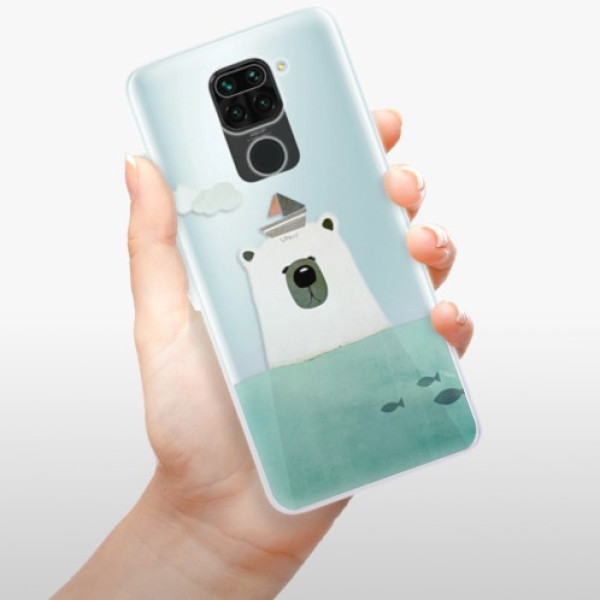 Silikonové pouzdro iSaprio - Xiaomi Redmi Note 9 - Bear With Boat