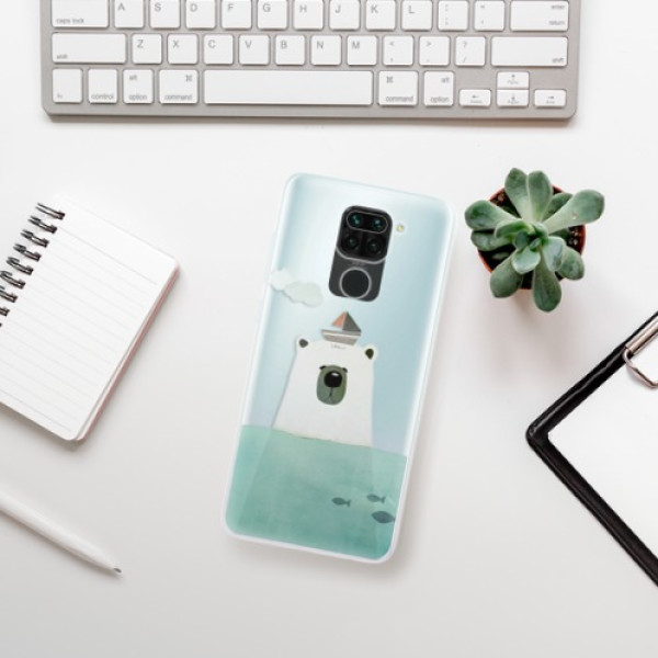 Silikonové pouzdro iSaprio - Xiaomi Redmi Note 9 - Bear With Boat