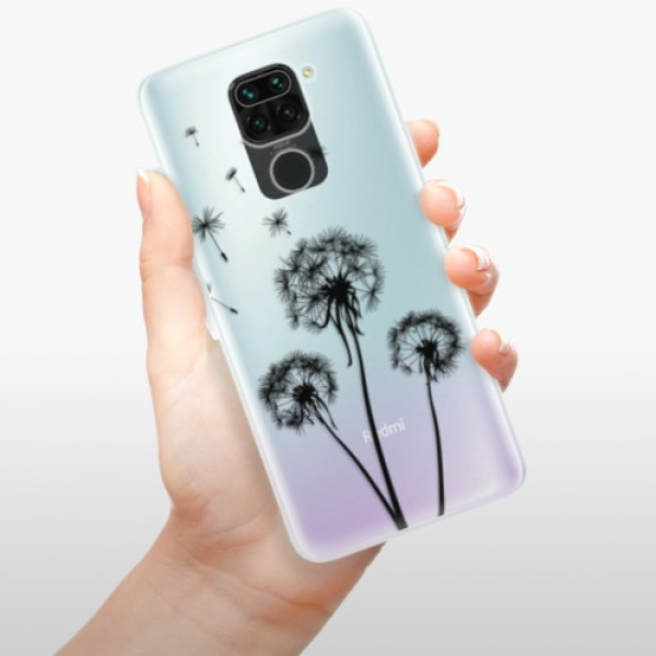 Silikonové pouzdro iSaprio - Xiaomi Redmi Note 9 - Three Dandelions black