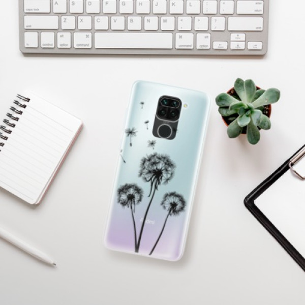 Silikonové pouzdro iSaprio - Xiaomi Redmi Note 9 - Three Dandelions black
