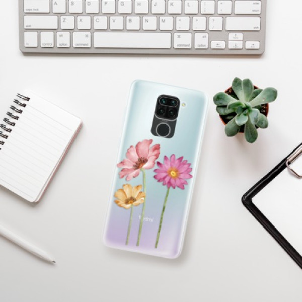 Silikonové pouzdro iSaprio - Xiaomi Redmi Note 9 - Three Flowers