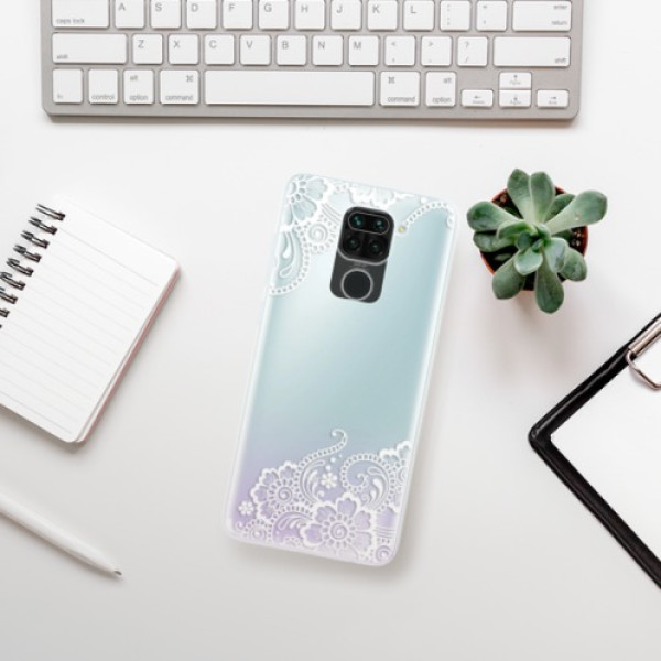 Silikonové pouzdro iSaprio - Xiaomi Redmi Note 9 - White Lace 02