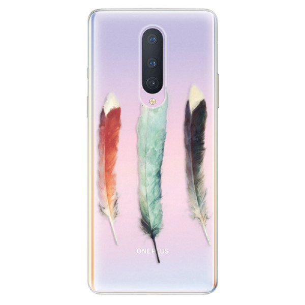 Odolné silikonové pouzdro iSaprio - Three Feathers - OnePlus 8