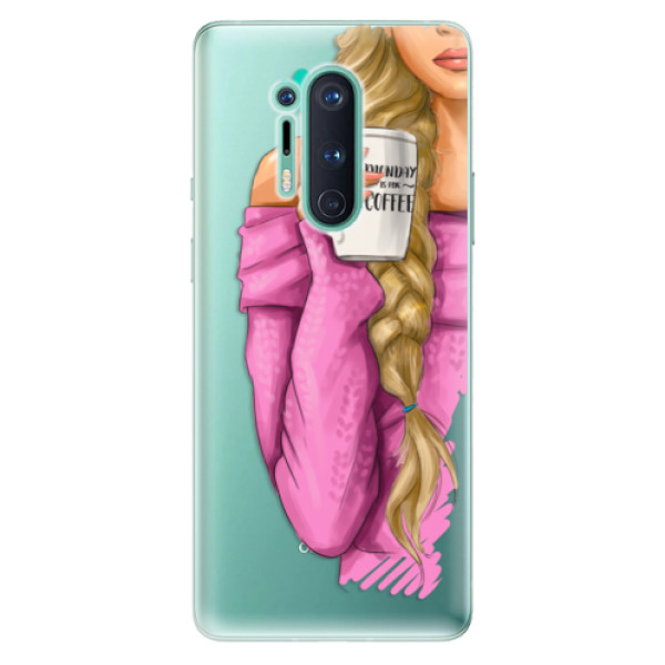 Odolné silikonové pouzdro iSaprio - My Coffe and Blond Girl - OnePlus 8 Pro