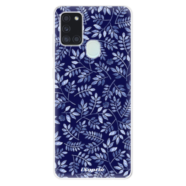Odolné silikonové pouzdro iSaprio - Blue Leaves 05 na mobil Samsung Galaxy A21s (Odolný silikonový kryt, obal, pouzdro iSaprio s motivem Blue Leaves 05 na mobilní telefon Samsung Galaxy A21s)