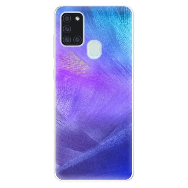 Odolné silikonové pouzdro iSaprio - Purple Feathers - Samsung Galaxy A21s