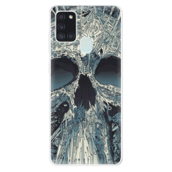 Odolné silikonové pouzdro iSaprio - Abstract Skull na mobil Samsung Galaxy A21s (Odolný silikonový kryt, obal, pouzdro iSaprio s motivem Abstract Skull na mobilní telefon Samsung Galaxy A21s)