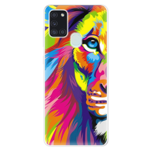 Odolné silikonové pouzdro iSaprio - Rainbow Lion - Samsung Galaxy A21s