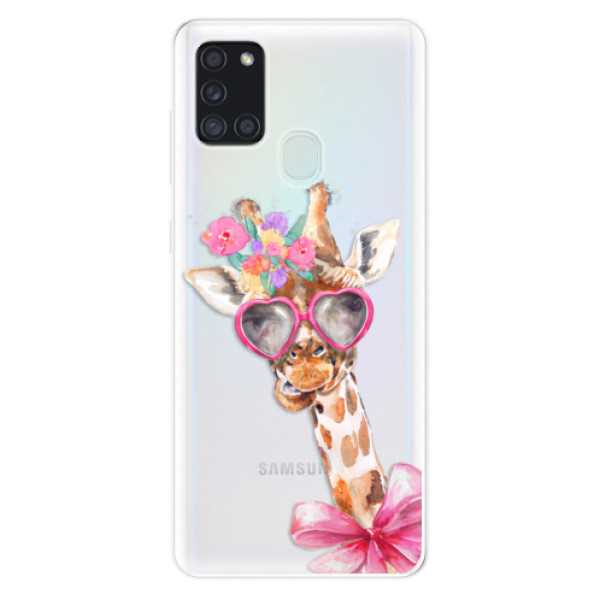 Odolné silikonové pouzdro iSaprio - Lady Giraffe na mobil Samsung Galaxy A21s (Odolný silikonový kryt, obal, pouzdro iSaprio s motivem Lady Giraffe na mobilní telefon Samsung Galaxy A21s)