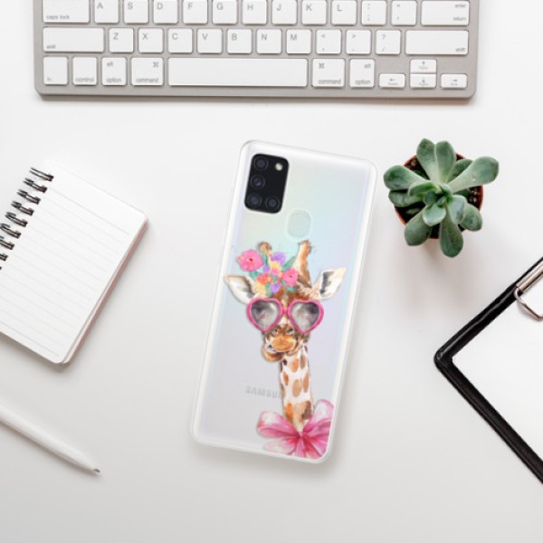 Silikonové pouzdro iSaprio - Samsung Galaxy A21s - Lady Giraffe