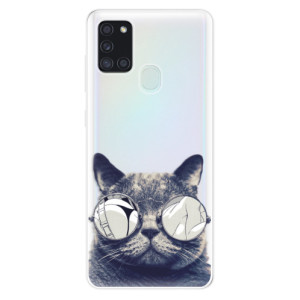Silikonové pouzdro iSaprio - Samsung Galaxy A21s - Crazy Cat 01