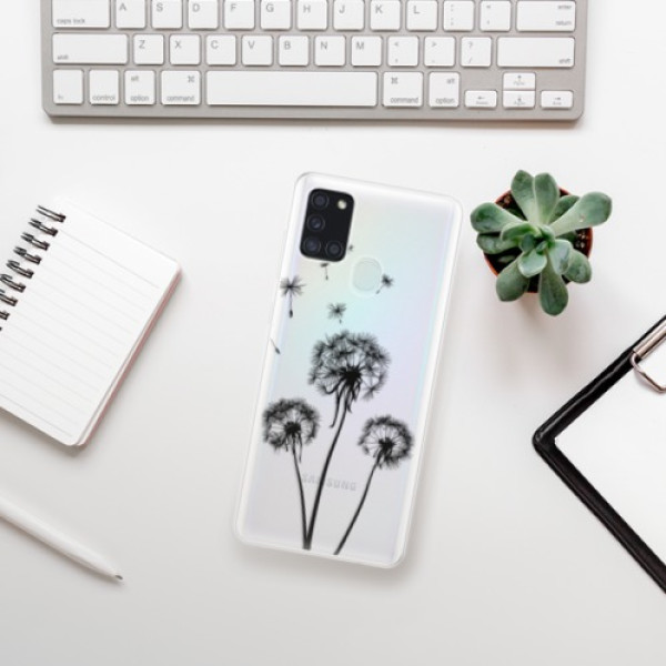 Silikonové pouzdro iSaprio - Samsung Galaxy A21s - Three Dandelions black