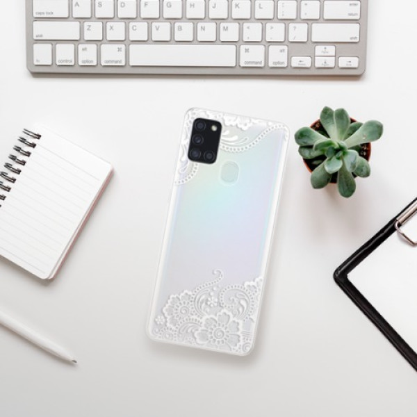 Silikonové pouzdro iSaprio - Samsung Galaxy A21s - White Lace 02