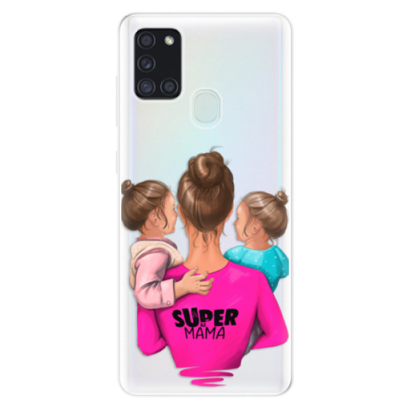 Odolné silikonové pouzdro iSaprio - Super Mama - Two Girls na mobil Samsung Galaxy A21s (Odolný silikonový kryt, obal, pouzdro iSaprio s motivem Super Mama - Two Girls na mobilní telefon Samsung Galaxy A21s)