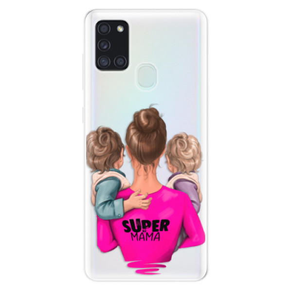 Odolné silikonové pouzdro iSaprio - Super Mama - Two Boys - Samsung Galaxy A21s