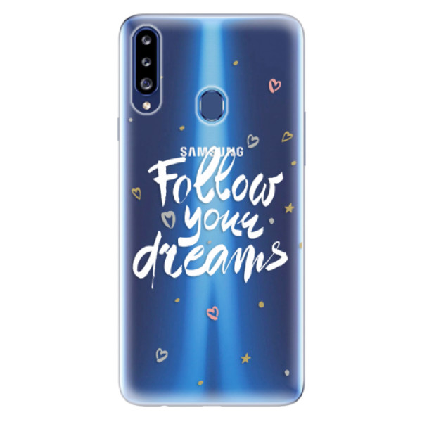 Odolné silikonové pouzdro iSaprio - Follow Your Dreams - white - Samsung Galaxy A20s