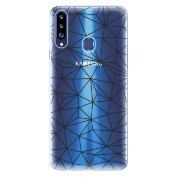 Odolné silikonové pouzdro iSaprio - Abstract Triangles 03 - black - Samsung Galaxy A20s