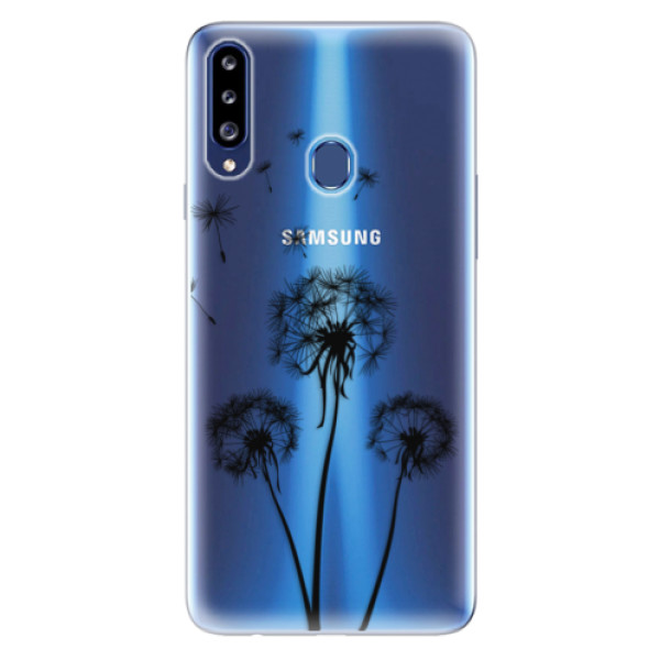Odolné silikonové pouzdro iSaprio - Three Dandelions - black na mobil Samsung Galaxy A20s (Odolný silikonový kryt, obal, pouzdro iSaprio - Three Dandelions - black na mobilní telefon Samsung Galaxy A20s)