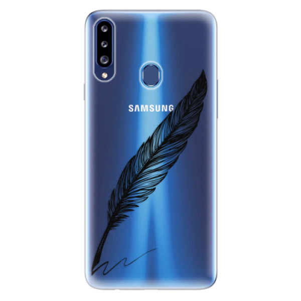 Odolné silikonové pouzdro iSaprio - Writing By Feather - black - Samsung Galaxy A20s