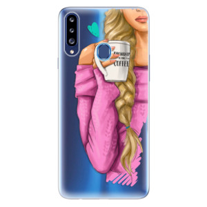 Odolné silikonové pouzdro iSaprio - My Coffe and Blond Girl na mobil Samsung Galaxy A20s