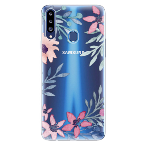 Odolné silikonové pouzdro iSaprio - Leaves and Flowers na mobil Samsung Galaxy A20s (Odolný silikonový kryt, obal, pouzdro iSaprio - Leaves and Flowers na mobilní telefon Samsung Galaxy A20s)