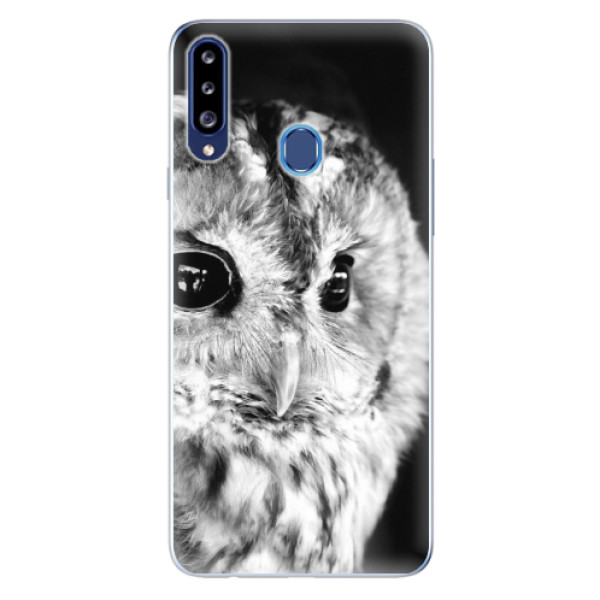 Odolné silikonové pouzdro iSaprio - BW Owl na mobil Samsung Galaxy A20s (Odolný silikonový kryt, obal, pouzdro iSaprio - BW Owl na mobilní telefon Samsung Galaxy A20s)