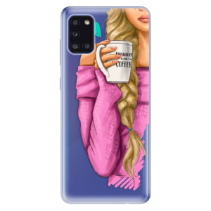 Odolné silikonové pouzdro iSaprio - My Coffe and Blond Girl na mobil Samsung Galaxy A31