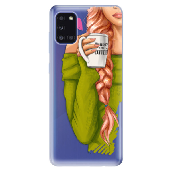 Odolné silikonové pouzdro iSaprio - My Coffe and Redhead Girl - Samsung Galaxy A31