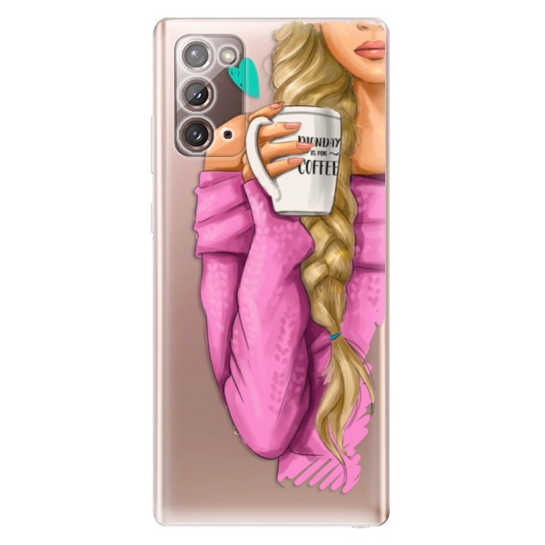 Odolné silikonové pouzdro iSaprio - My Coffe and Blond Girl - Samsung Galaxy Note 20