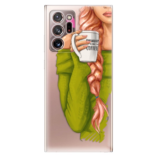 Odolné silikonové pouzdro iSaprio - My Coffe and Redhead Girl - Samsung Galaxy Note 20 Ultra