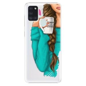 Plastové pouzdro iSaprio - My Coffe and Brunette Girl na mobil Samsung Galaxy A21s