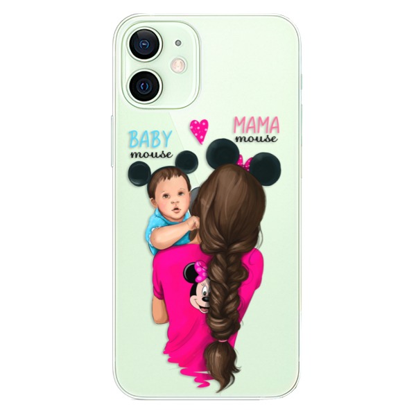 Plastové pouzdro iSaprio - Mama Mouse Brunette and Boy - iPhone 12 mini