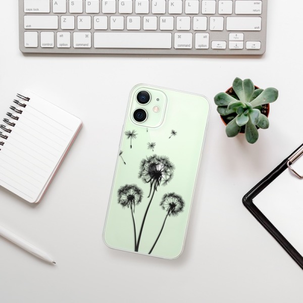 Silikonové pouzdro iSaprio - Apple iPhone 12 Mini - Three Dandelions black