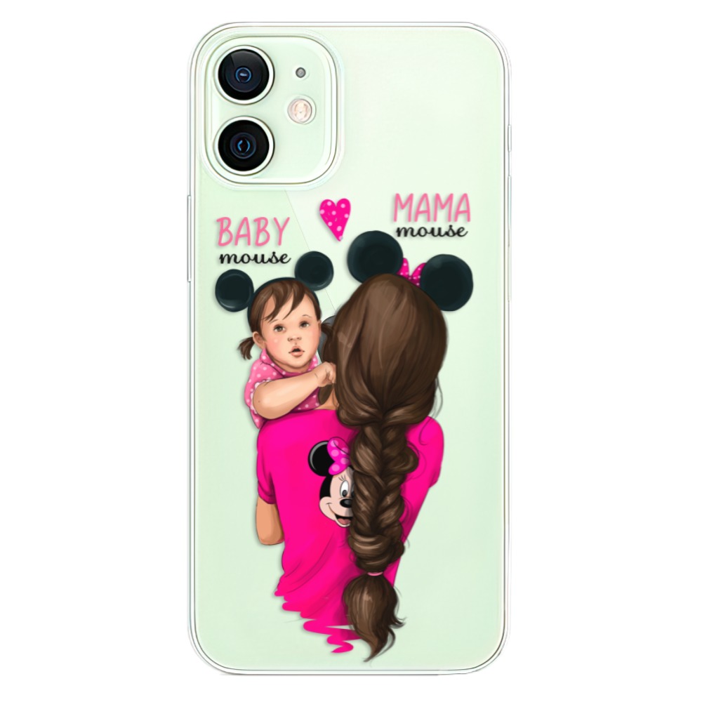 Odolné silikonové pouzdro iSaprio - Mama Mouse Brunette and Girl - iPhone 12 mini