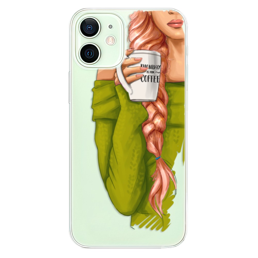 Odolné silikonové pouzdro iSaprio - My Coffe and Redhead Girl - iPhone 12 mini