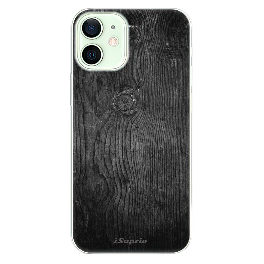 Odolné silikonové pouzdro iSaprio - Black Wood 13 na mobil Apple iPhone 12 (Odolný silikonový kryt, obal, pouzdro iSaprio - Black Wood 13 na mobilní telefon Apple iPhone 12)