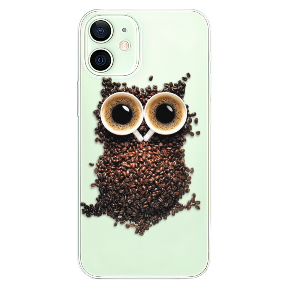 Odolné silikonové pouzdro iSaprio - Owl And Coffee na mobil Apple iPhone 12 (Odolný silikonový kryt, obal, pouzdro iSaprio - Owl And Coffee na mobilní telefon Apple iPhone 12)