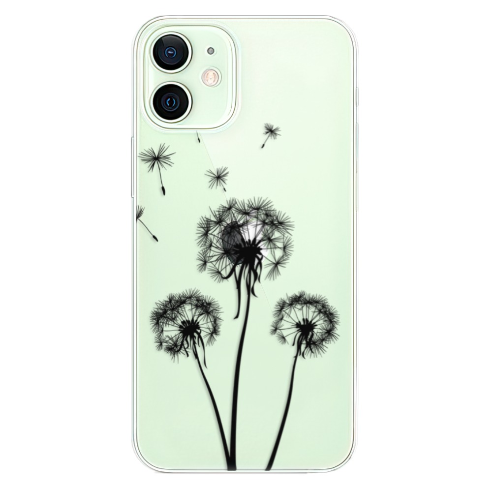 Odolné silikonové pouzdro iSaprio - Three Dandelions - black na mobil Apple iPhone 12 (Odolný silikonový kryt, obal, pouzdro iSaprio - Three Dandelions - black na mobilní telefon Apple iPhone 12)
