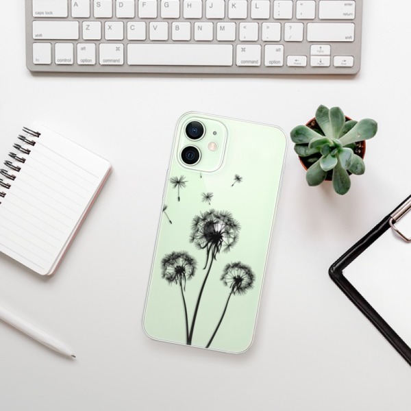 Silikonové pouzdro iSaprio - Apple iPhone 12 - Three Dandelions black