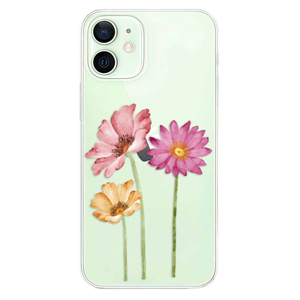 Odolné silikonové pouzdro iSaprio - Three Flowers na mobil Apple iPhone 12 (Odolný silikonový kryt, obal, pouzdro iSaprio - Three Flowers na mobilní telefon Apple iPhone 12)