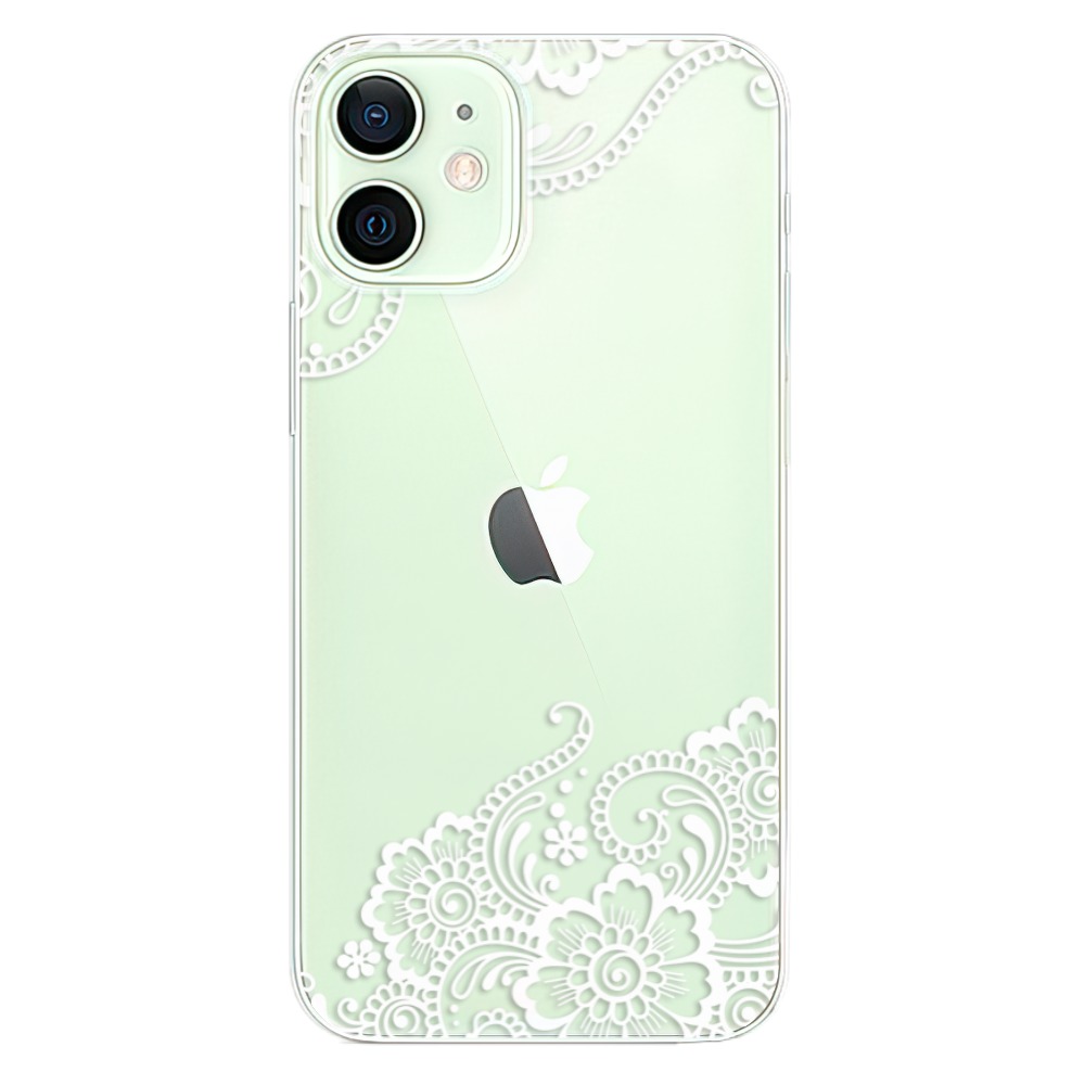 Odolné silikonové pouzdro iSaprio - White Lace 02 na mobil Apple iPhone 12 (Odolný silikonový kryt, obal, pouzdro iSaprio - White Lace 02 na mobilní telefon Apple iPhone 12)