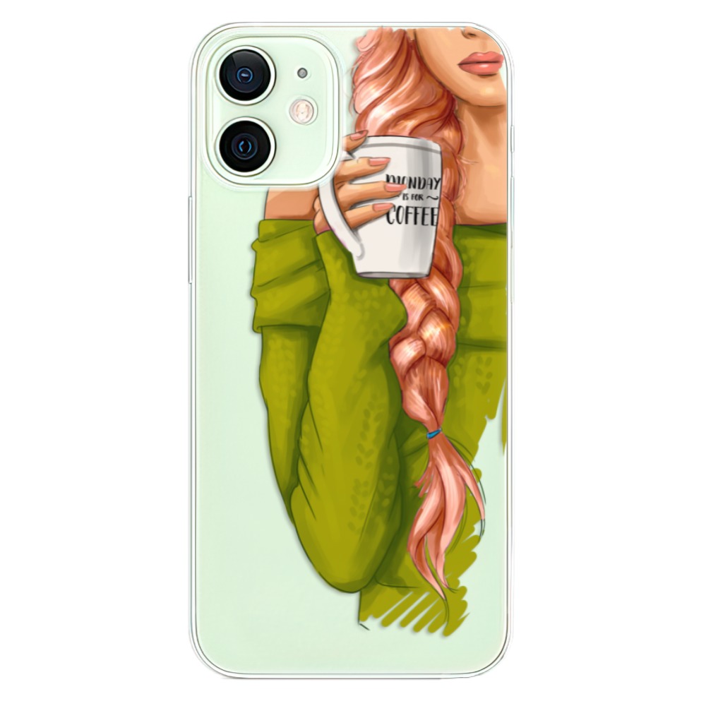 Odolné silikonové pouzdro iSaprio - My Coffe and Redhead Girl - iPhone 12