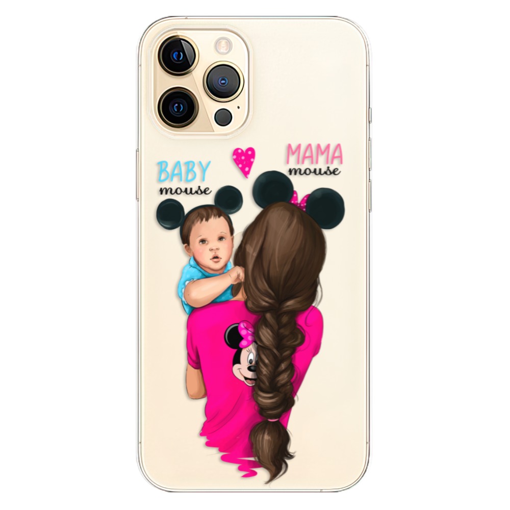Odolné silikonové pouzdro iSaprio - Mama Mouse Brunette and Boy - iPhone 12 Pro