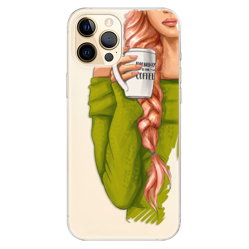 Odolné silikonové pouzdro iSaprio - My Coffe and Redhead Girl - iPhone 12 Pro